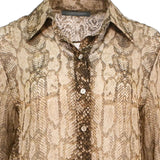Alberta Ferretti Snakeskin Semi-Sheer Silk Blouse