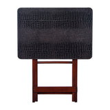 Artisan Square Shape Picnic Table Matt Dark Brown Croco Leather
