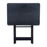 Artisan Square Shape Picnic Table Matt Black Croco Leather