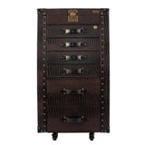 Artisan Big Size Jewellery Cabinet Matt Dark Brown Croco Brown leather