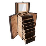 Artisan Big Size Jewellery Cabinet Matt Dark Brown Croco Brown leather