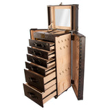 Artisan Big Size Jewellery Cabinet Matt Dark Brown Croco Brown leather