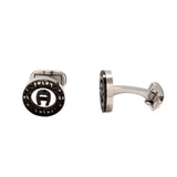 Aigner Cufflink Stainless Steel & Black A Logo With Mirror Effect