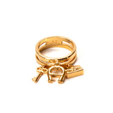 Aigner Ring Gold Plated Bon Voyage / Design Of Bag With A Letter & Key Charm