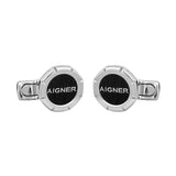 Aigner Silver And Black Cufflinks