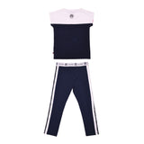 Aigner Kids طقم تي شيرت وبنطال ضيق للفتيات باللون الأزرق الداكن