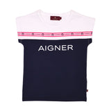 Aigner Kids طقم تي شيرت وبنطال ضيق للفتيات باللون الأزرق الداكن