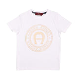 تي شيرت Aigner Kids للأولاد باللون الأبيض الساطع