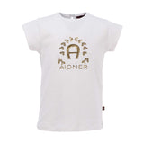 تي شيرت أبيض بطبعة شعار Aigner Kids