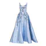 AMSALE Metallic fil-coupe Evening Gown