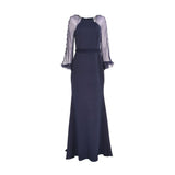 AMSALE Women's Tulle Sleeves Evening Gown
