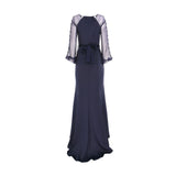 AMSALE Women's Tulle Sleeves Evening Gown
