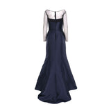 AMSALE Women's Tulle Boat Neck Evening Gown