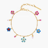 Les Nereides Forget-Me-Not And Ladybird Faceted Crystal Flower Charm Bracelet