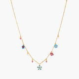 Les Nereides Forget-Me-Not And Ladybird Faceted Crystal Thin Necklace