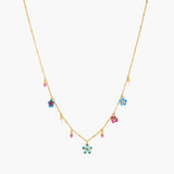 Les Nereides Forget-Me-Not And Ladybird Faceted Crystal Thin Necklace
