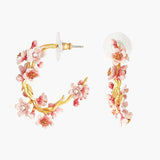 Les Nereides Japanese Cherry Blossom And Goldren Branch Hoop Earrings