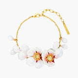 Les Nereides Japanese White Cherry Blossom And Petals Thin Bracelet