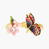 Les Nereides Pink Japanese Cherry Blossom And Golden Branch Adjustable Ring