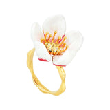 Les Nereides Japanese White Cherry Blossom And Petals Adjustable Ring