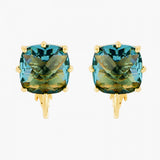 Les Nereides La Diamantine Acqua Azzura Square Stone Clip-On Earrings