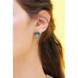 Les Nereides La Diamantine Acqua Azzura Round Stone Stud Earrings
