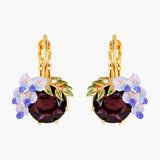 Les Nereides Small Wisteria Flower And Faceted Glass Stone Sleeper Earrings