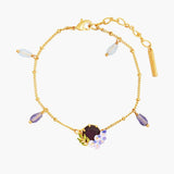 Les Nereides Small Wisteria And Faceted Glass Stone Bracelet