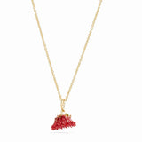 Les Nereides Red Flower And Cut Crystal Pendant Necklace