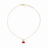 Les Nereides Red Flower And Cut Crystal Pendant Necklace
