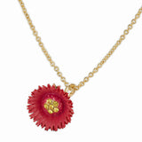 Les Nereides Red Flower And Cut Crystal Pendant Necklace