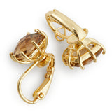 Les Nereides Golden Brown Diamantine Square Stone Clip-On Earrings
