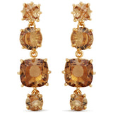 Les Nereides Golden Brown Diamantine 4 Stones Post Earrings