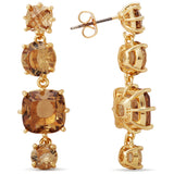 Les Nereides Golden Brown Diamantine 4 Stones Post Earrings