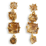 Les Nereides Golden Brown Diamantine 4 Stones Post Earrings