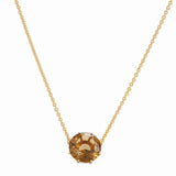 Les Nereides Golden Brown Diamantine Round Pendant Necklace
