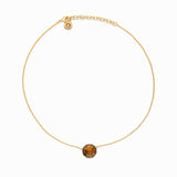 Les Nereides Golden Brown Diamantine Round Pendant Necklace