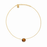 Les Nereides Golden Brown Diamantine Round Pendant Necklace