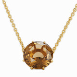 Les Nereides Golden Brown Diamantine Round Pendant Necklace