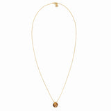 Les Nereides Golden Brown Diamantine Round Stone Long Necklace