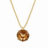 Les Nereides Golden Brown Diamantine Round Stone Long Necklace