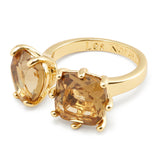 Les Nereides Golden Brown Square And Heart Adjustable Ring
