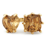 Les Nereides Golden Brown Square And Heart Adjustable Ring