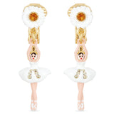 Les Nereides Mini Ballerina And Daisy Clip On Earrings
