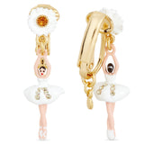 Les Nereides Mini Ballerina And Daisy Clip On Earrings
