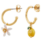 Les Nereides Lemon And Lemon White Blossom Post Hoop Earrings