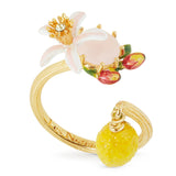 Les Nereides Lemon Flower And Faceted Glass Adjustable Ring