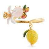 Les Nereides Lemon Flower And Faceted Glass Adjustable Ring
