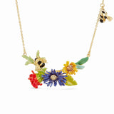 Les Nereides Meadow Flowers And Bee Statement Necklace