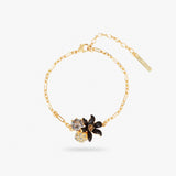 Les Nereides Black Lily and Cut Glass Thin Bracelet